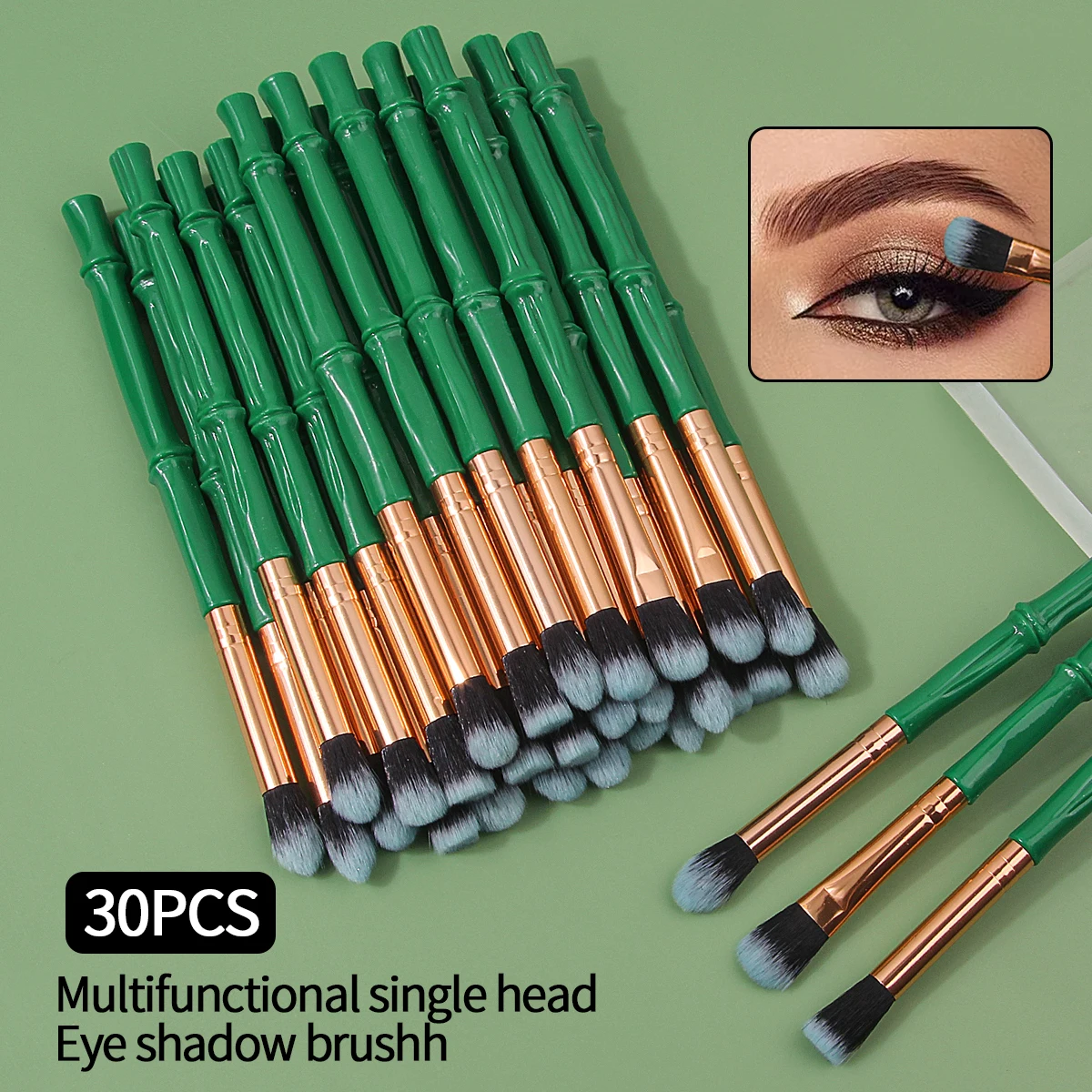 30pcs New bamba-shaped plastic-handled eyeshadow brush set, including eye makeup, blending brush,highlight brush&concealer brush