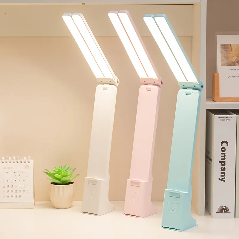 LED Table Lamp Night Light Nordic Study Dual Lights USB Rechargeable Portable Foldable Lamps for Children Home Decoration