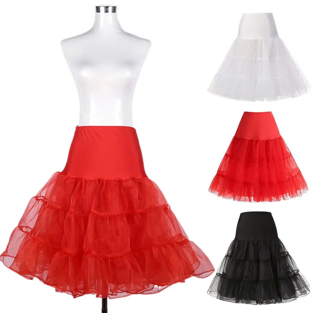 Gauze Puffy Skirt High Waist Multi-Layered Hem Mini Skirt Solid Color A-Line Party Wedding Dance Dress Wedding Tulle Skirt