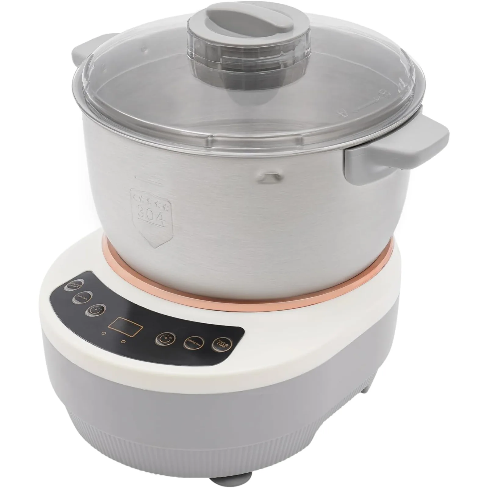 5L 4.5QT Silver Electric Dough Maker With Fermentation Function Automatic Stainless Steel Dough Kneading Machine Built-In Microcomputer Timer Split Tabletop Design Household Flour Mixer For Bread Pizza Pastry Dough Making Equipment