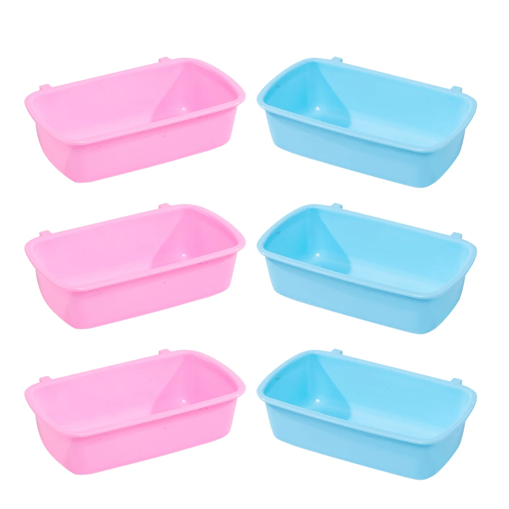 

6pcs Pet Food Box Hamster Bowls Hanging Feeder Small Animal Water Bowls Guinea Pig Dish Rat Feeding Bowl PP Material Safe