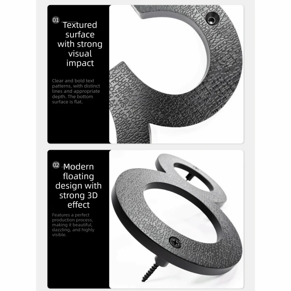 High Quality 8inch Alphabet Texture Number ABS Black Hotel Room Number Baking Paint Solid Numbers 0-9 Address Display - view 5