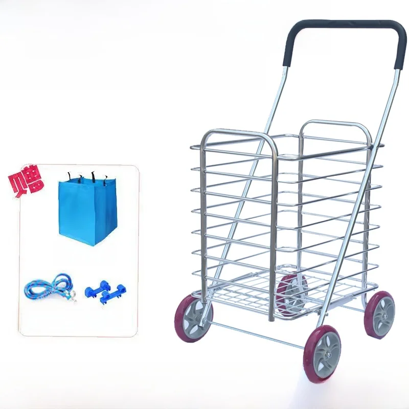 

Большая тележка из алюминиевого сплава Capaci, портативная ручная складная тележка для овощей с четырьмя большими колесами