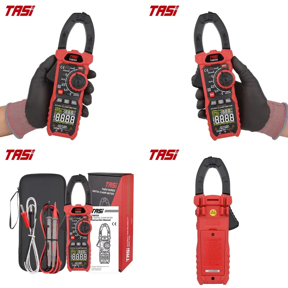TASI TA813B+ Auto-Ranging Clamp Meter-DC/AC Current/Voltage Resistance Frequency Testing Tool 1000V/1000A Range 10Hz-10MHz