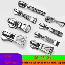 10pcs 3 # 5 # 8 # Nylon Metal Resin Zipper Puller Head Gun Color High-grade Zipper Slider Clothing Zips DIY Sewing Accessories