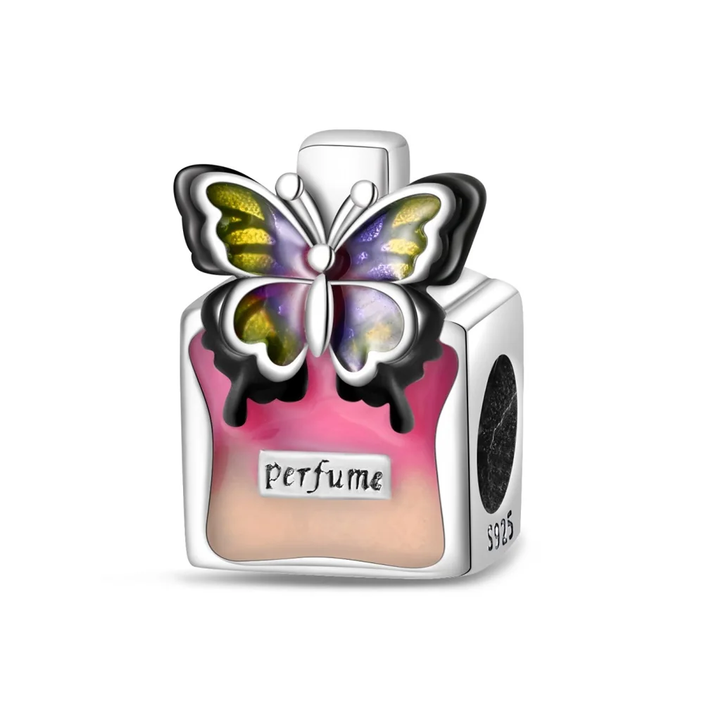 

Gorgeous 925 Sterling Silver Butterfly Pink Perfume Bottle Charm Fit Pandora Bracelet Women's Valentine's Day Jewelry Gift