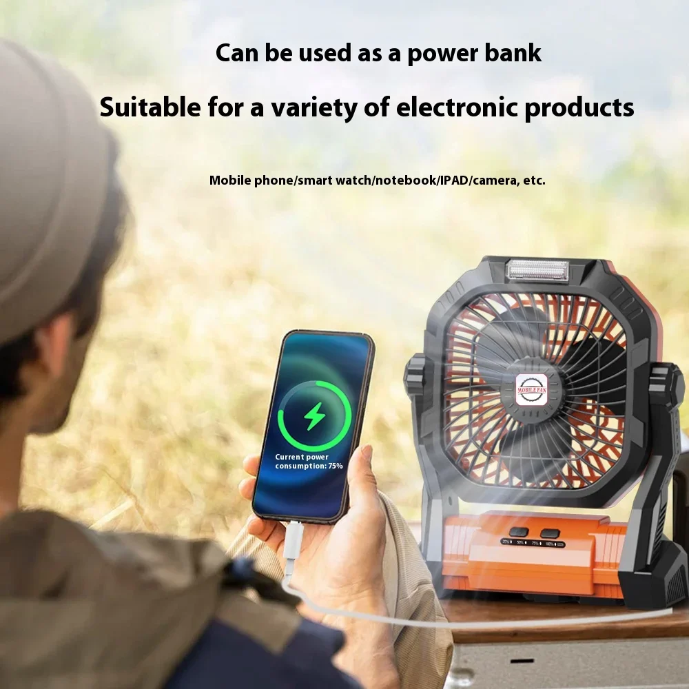 مروحة سقف معلقة متعددة الوظائف مع أضواء P20 مروحة تخييم داخلية وخارجية محمولة مع إضاءة