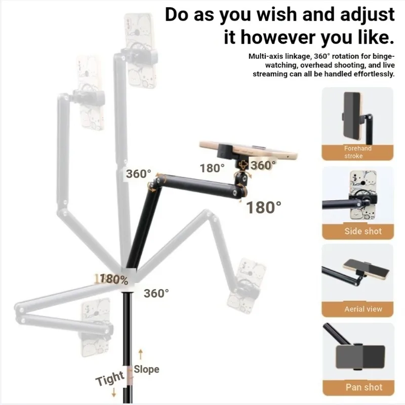 Floor Tablet Stand Phone Holder 360 Degree Rotating Foldable Adjustable Metal Durable for Bed Live Streaming