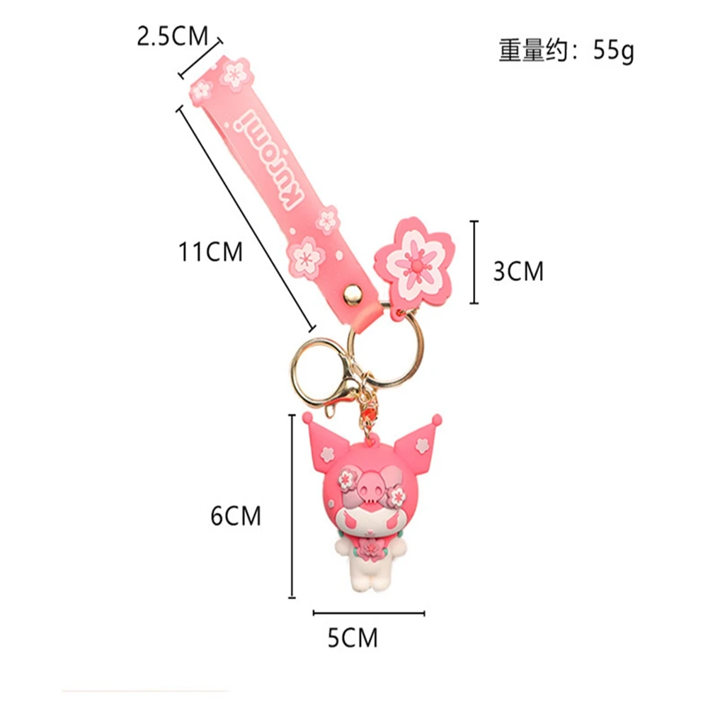 New Cartoon Keychain Kawaii Pink Hello Kitty Key Ring Cute Melody Kuromi Couple Bag Ornament Sakura Accessories Car Pendant Gift