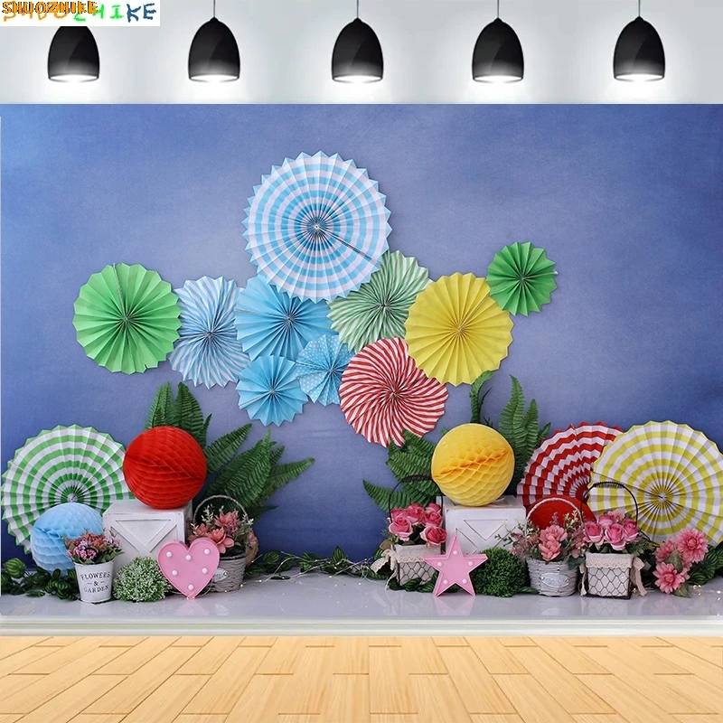 

Newborn Baby 1st Birthday Party Photography Backdrops Colorful Balloon Arch Cake Smash Family Rehearsal Background Props TS-02
