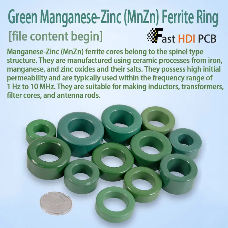 녹색 Mn-Zn 페라이트 토로이달 코어 20-28mm - 변압기 EMI 차폐용 항간섭 공통 모드 초크 코어