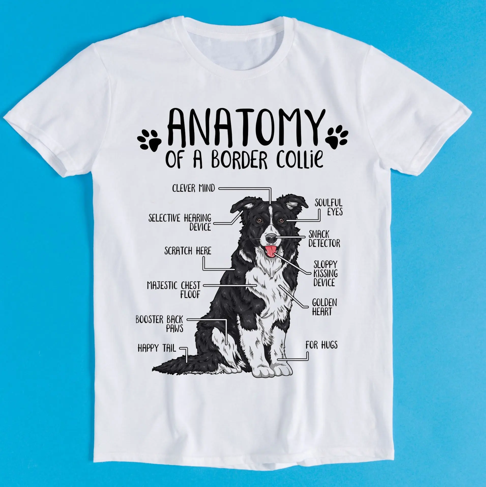 Anatomy of a Border Collie Cartoon Anime Parody Meme Funny T Shirt Style Gamer Cult Movie Music K560