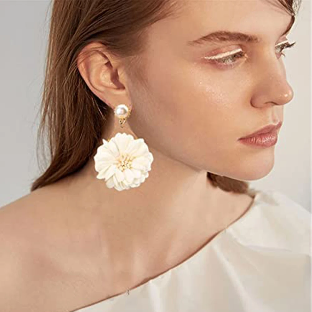 Orecchini a fiore in tessuto Statementearrings pendenti per donna pendenti floreali con perle