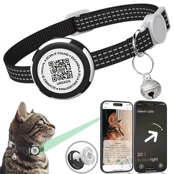 Hava Etiketi Kılıfı ve QR KIMLIK Etiketi ile GPS Takip Cihazı Kedi Yaka Çift Koruma Yansıtıcı Yavru Kedi Yaka Kediler için Gatos Köpek Hava Etiketi Kediler