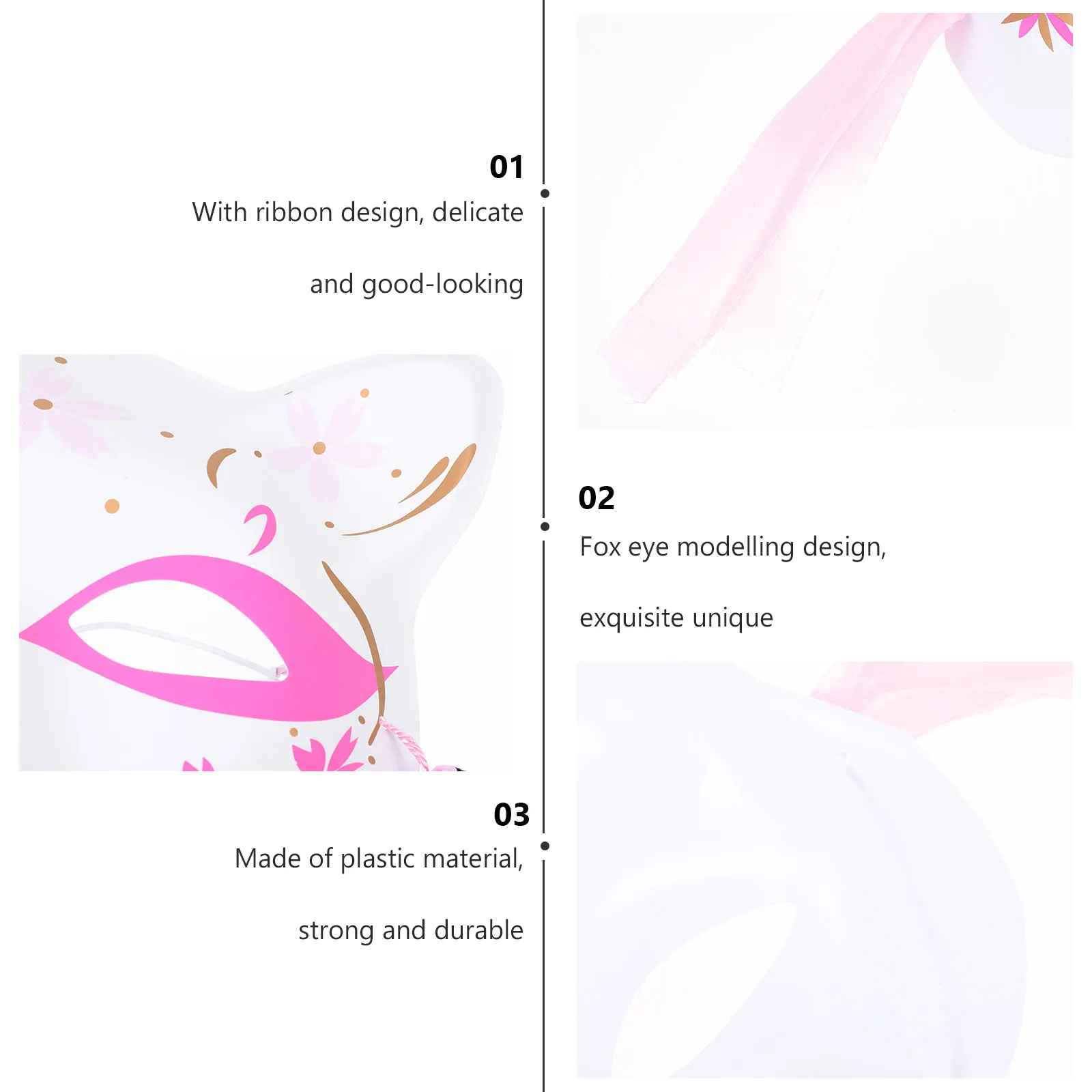 2 ชิ้นฟ็อกซ์หน้ากากฮาโลวีนสุนัขจิ้งจอกครึ่งหน้าหน้าพรหมสวมหน้ากากตกแต่งเด็กพลาสติกเด็ก