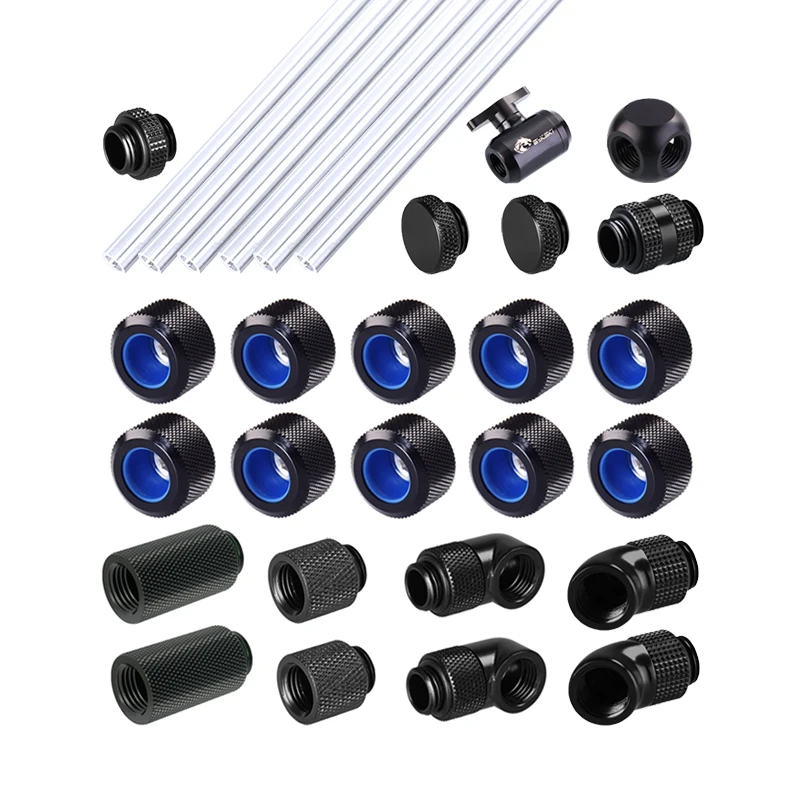 Azieru zestaw montażowy/Combo do twardej/sztywnej rurki OD14mm PETG/z przełącznikiem 3-kierunkowe ręczne złącze kompresji wody chłodzącej
