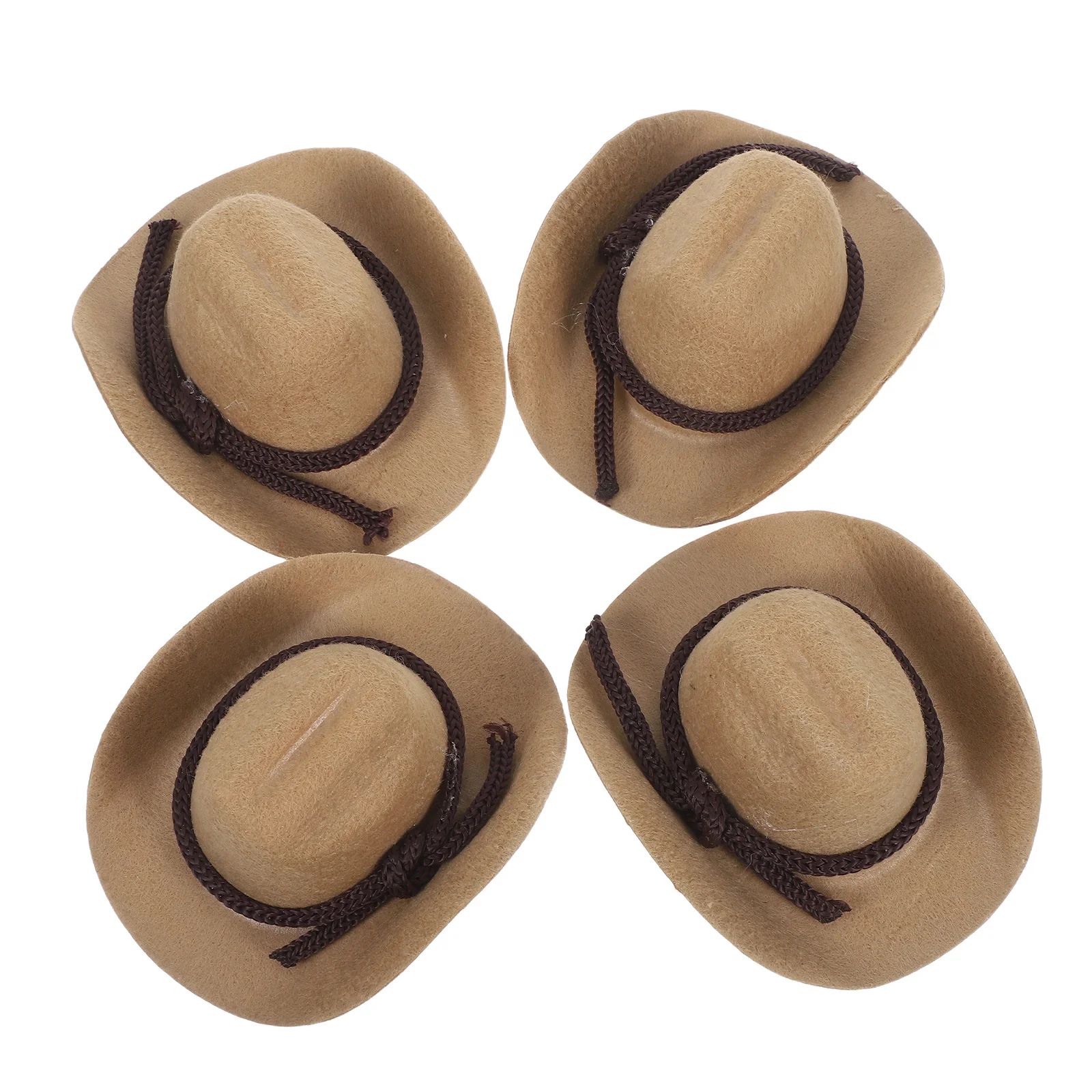 Mini chapeaux de Cowgirl de 8cm, 4 pièces, petits accessoires de Cowboy de Style occidental, décoration de fête, chapeaux artisanaux, Mini chapeau de Cowgirl Miniature