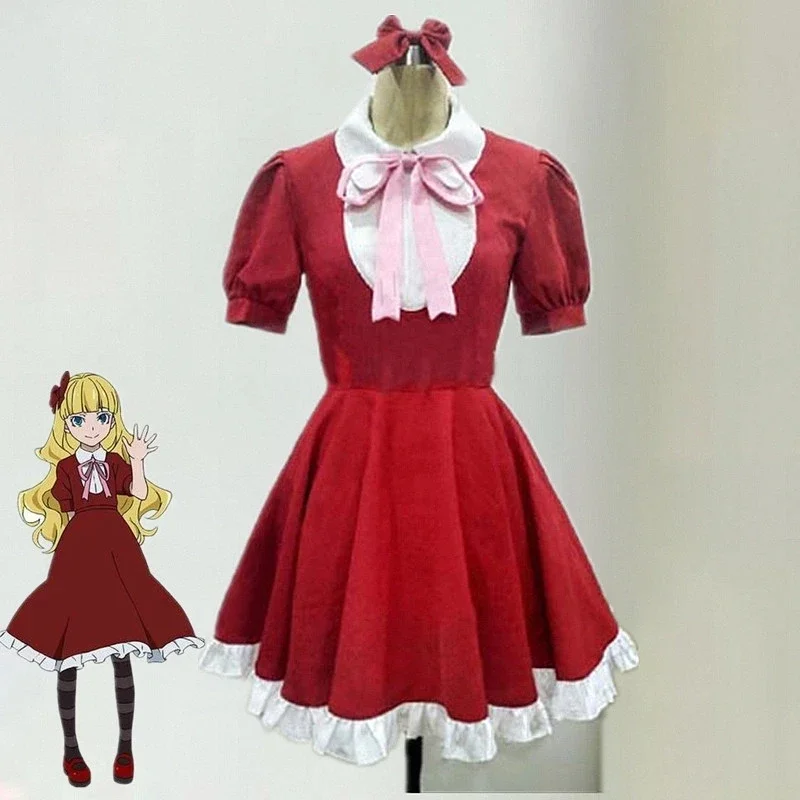 Anime Bungo Stray Dogs Port Mafia Ogai Mori's manifestation Elise Red Dress Clothing Anime Alice Cosplay Costume Wigs shoes