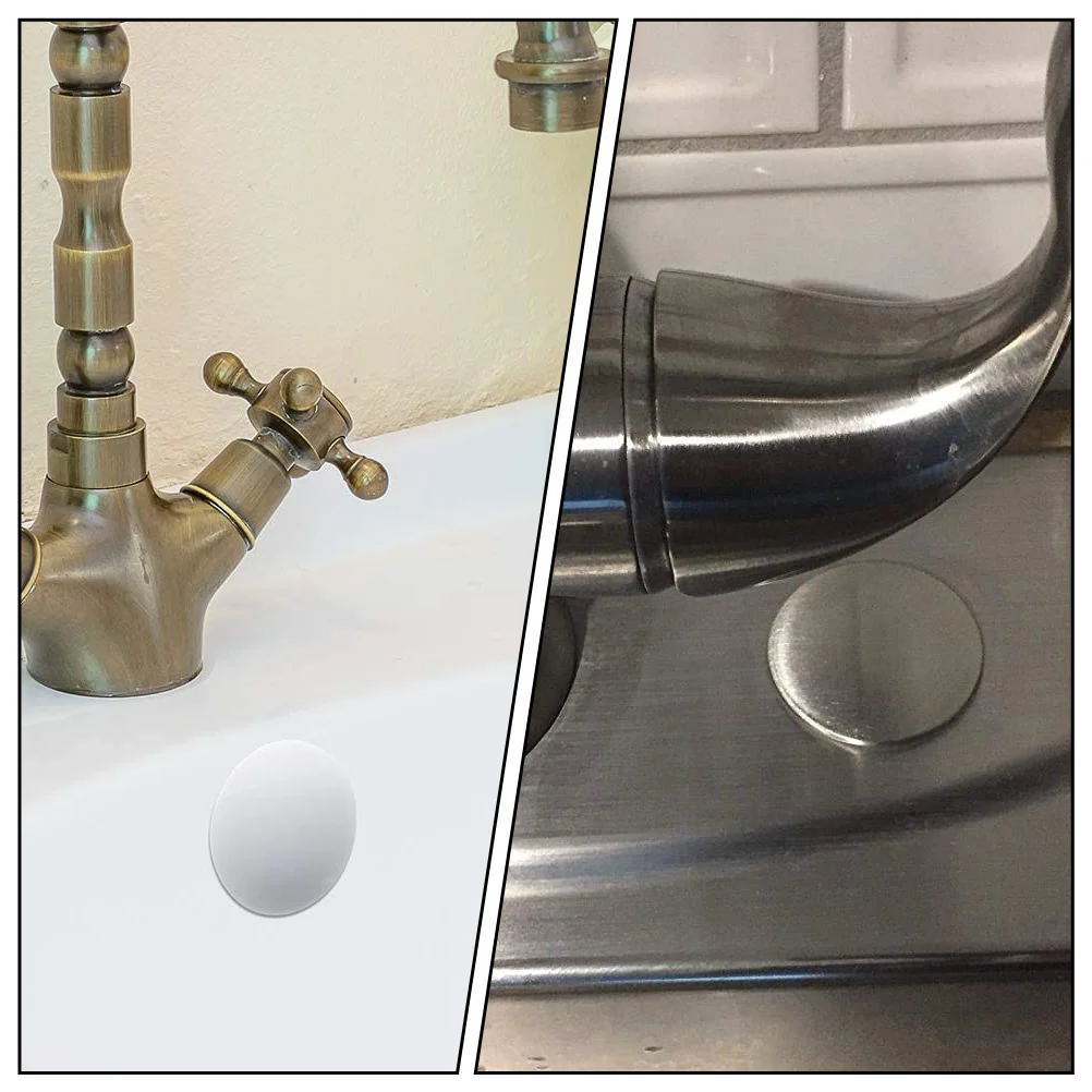 2Pcs Sink Tap Hole Covers Stainless Steel Durable Kitchen Sink Hole Covers Washingbasin Sealing Caps Washingbasin Plug Holes