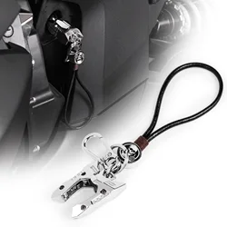 Key Fob Case Sporty Key Shell with Skull Pattern Ignition Key Cover Holder Leather Cord Lanyard for Can Am Ryker Accessories