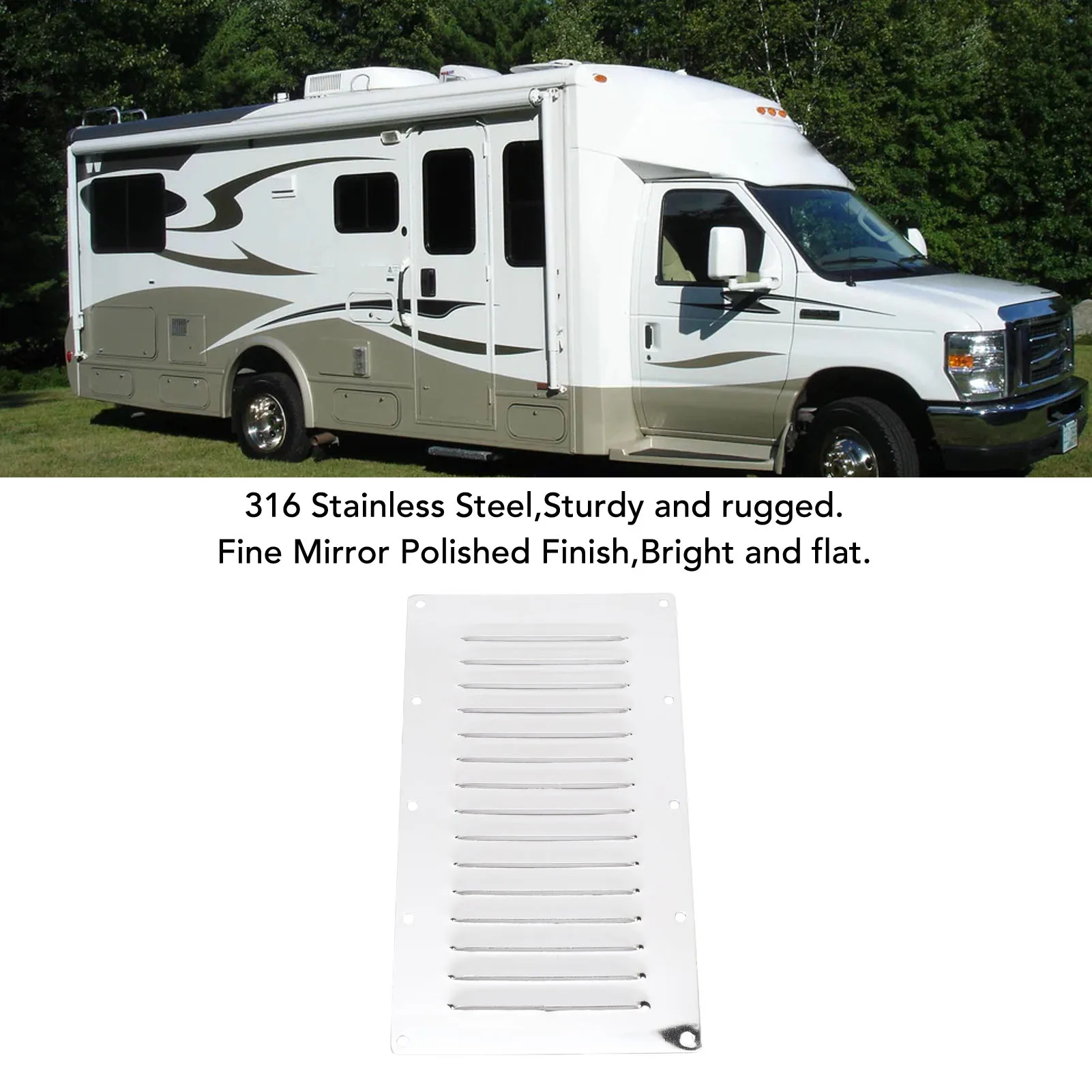 

Air Venting Panel Covers 316 Stainless Steel 15 Slots Rectangular Louvered Air Vent for Ship Yatch Air Grill Cover