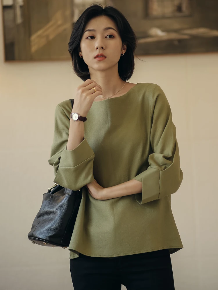 

Новинка: женская футболка свободного кроя с круглым вырезом, в корейском стиле, из шелка, повседневная, дышащая, для весны