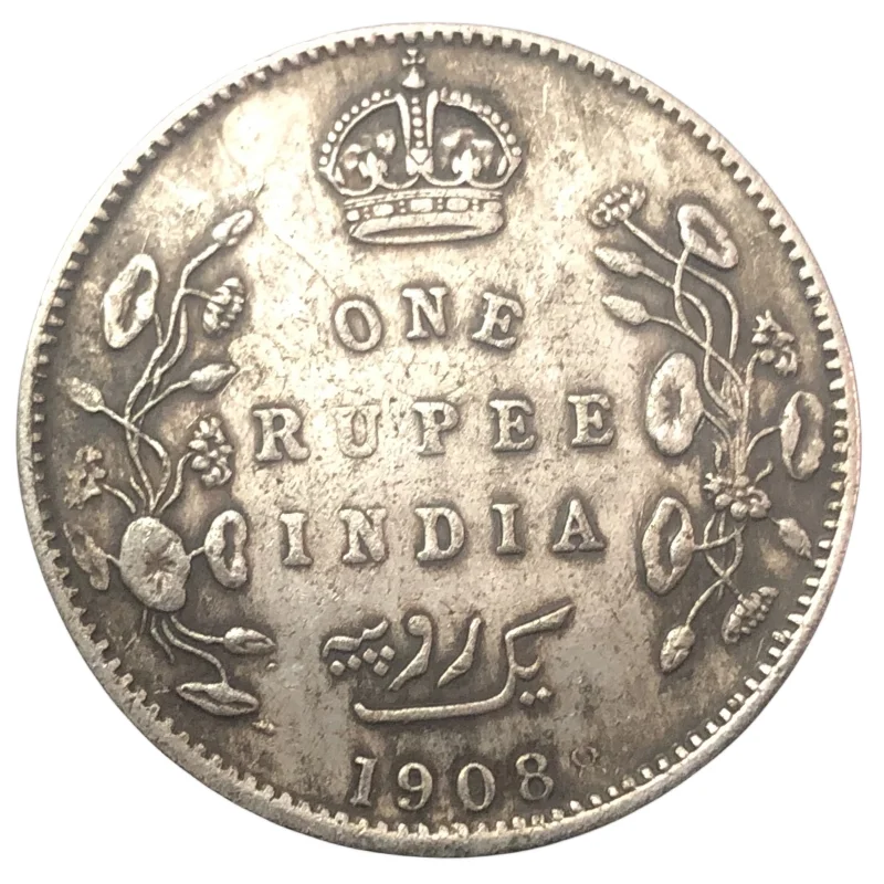 

1908 Indian One Rupee Silver Plated Coin Copy