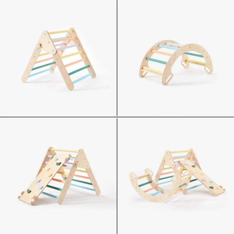 Climbing Pickler Triangle Toddler Wooden Piklers Triangle Play Gym With Ramp And Rocking Arch Indoor Playground Area