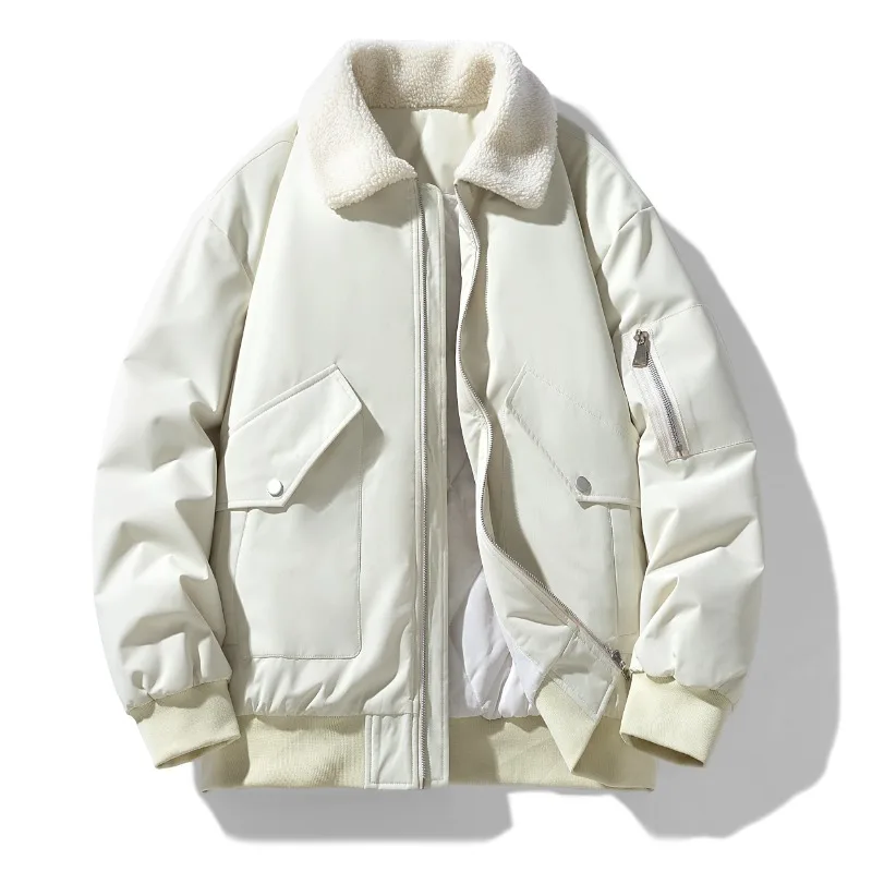 

New Men High Quality Winter Baseball Jacket Fashion Men Casual Warm Windproof Coat Male Zipper Lapel Thicken Jacket Plus Size