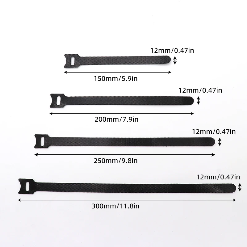 50 - 500Pcs Releasable Cable Ties Black Nylon Loop and Hoop Multi-Purpose Fastener Tape Cord Straps Wire Organizer Bundling Tape