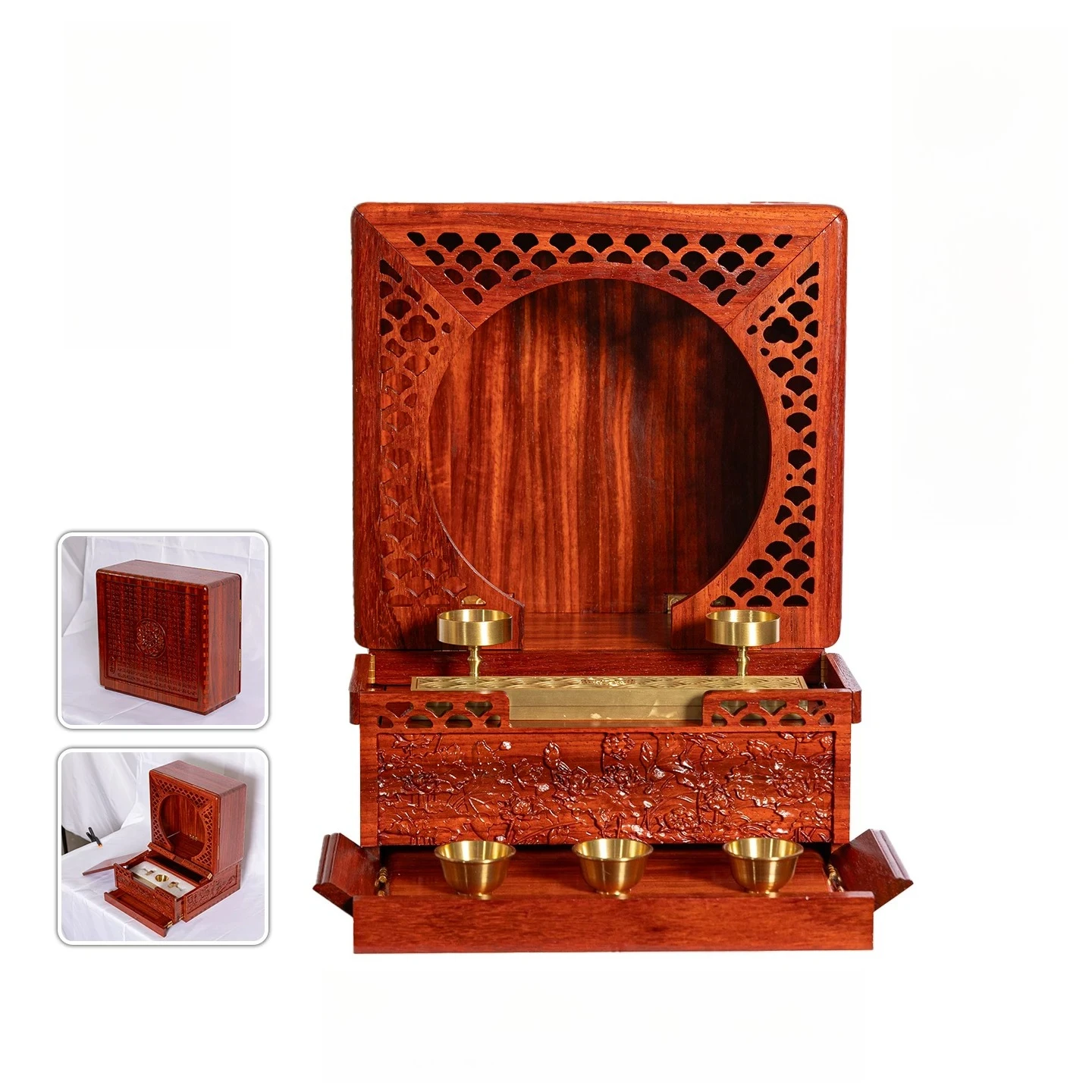 Cz raw wood unpainted mortise and tenon small portable foldable desktop red rosewood rosewood for home shrine niche