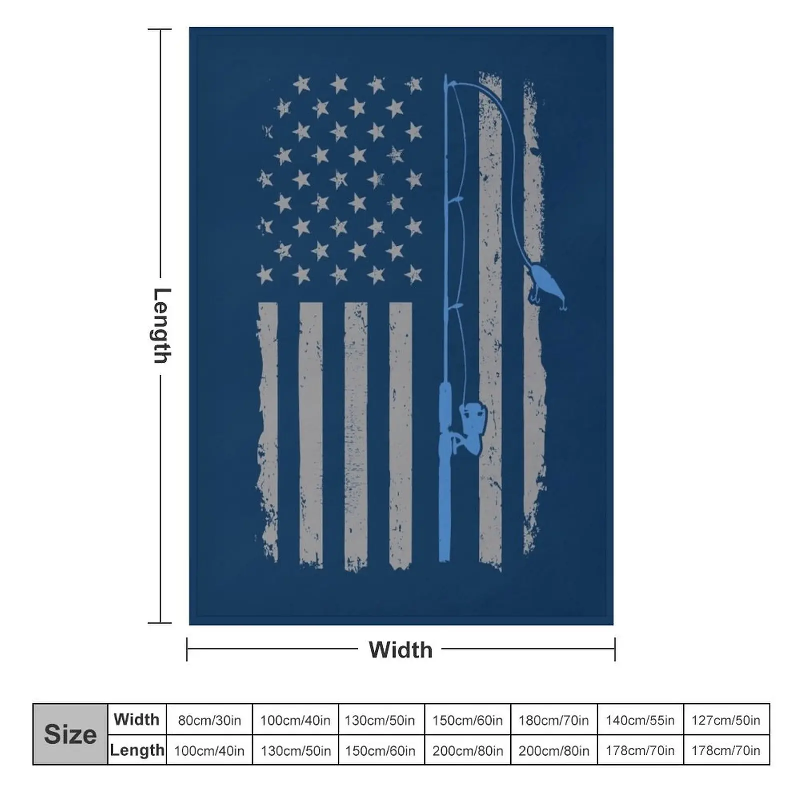 American Fishing USA Flag Vintage Fisher Rod Fisherman Gift Throw Blanket Retros Bed linens Luxury Blankets