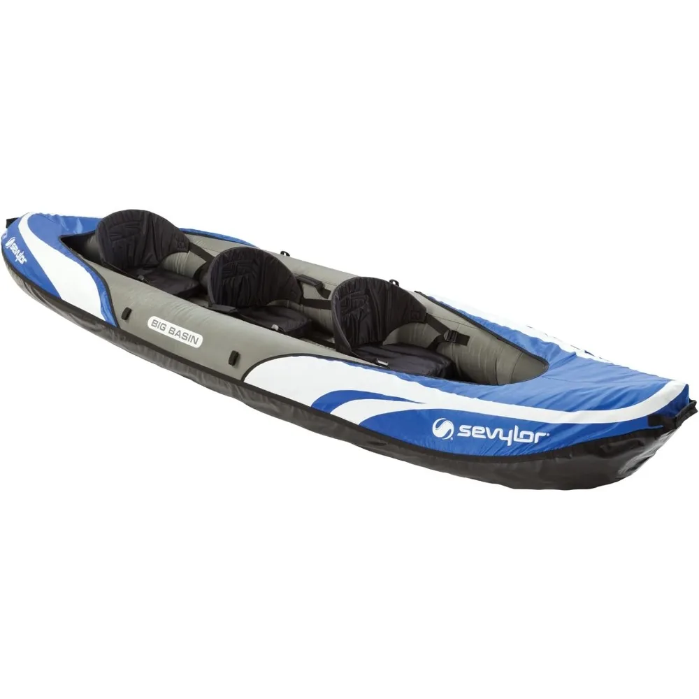 

Big Basin 3-Person Inflatable Kayak with Adjustable Seats & Carry Handles, Heavy-Duty PVC Construction for Rugged Use