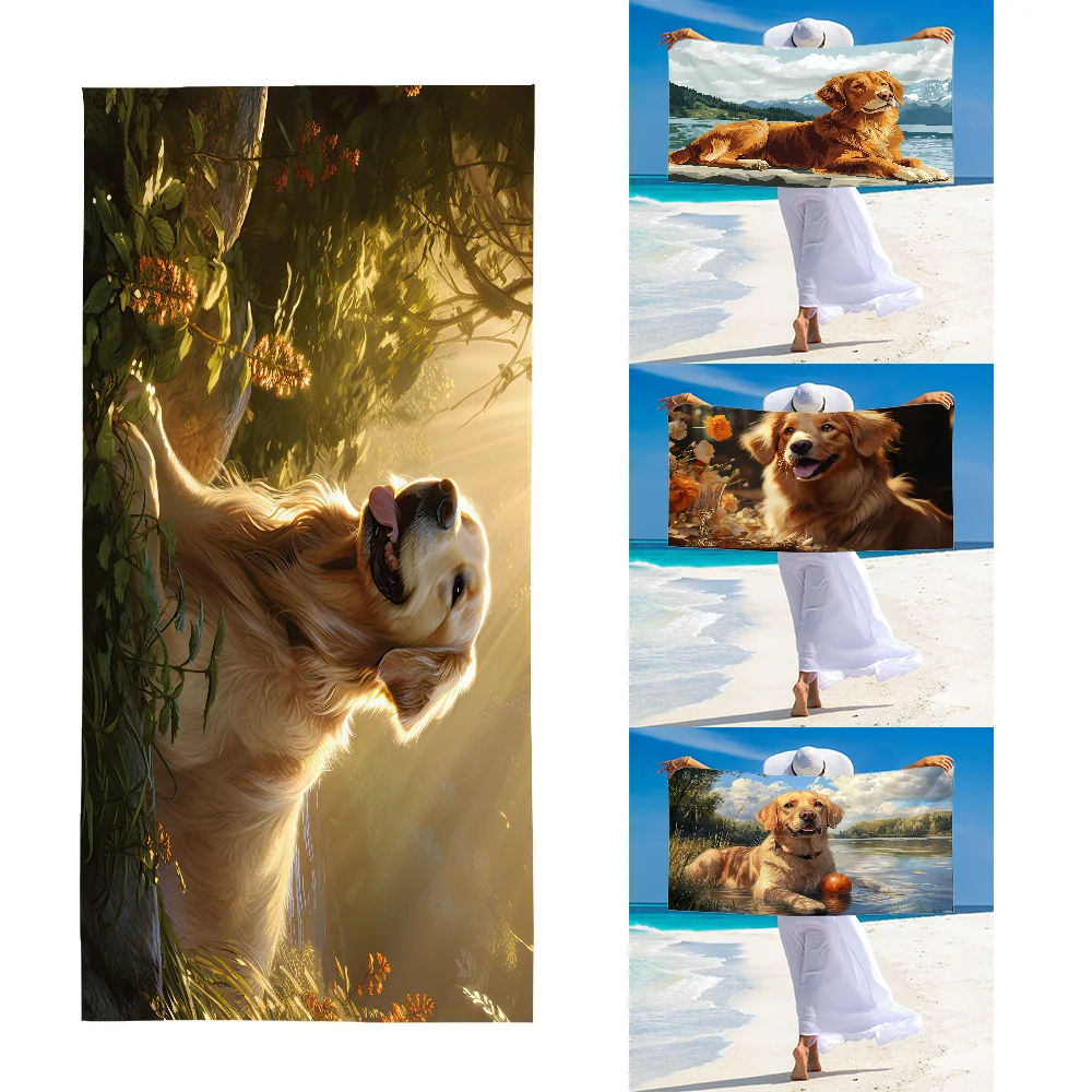 Golden Retriever Dog Towel Ultra Soft Absorbant Quickdry Large Beach Towels Personalized Gym Sport Bath Towels