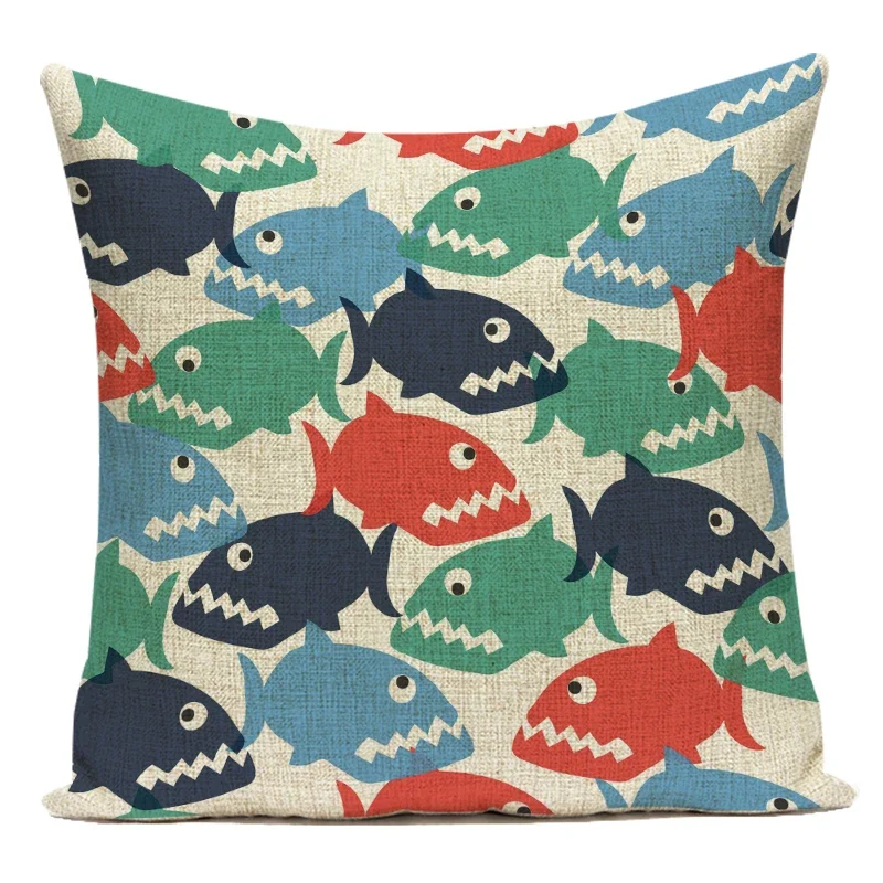 Cute Cartoon Animals Fish Shark Decorative Throw Pillows Case Polyester Sofa Home Decoration Pillow Cushion Cover Pillowcase