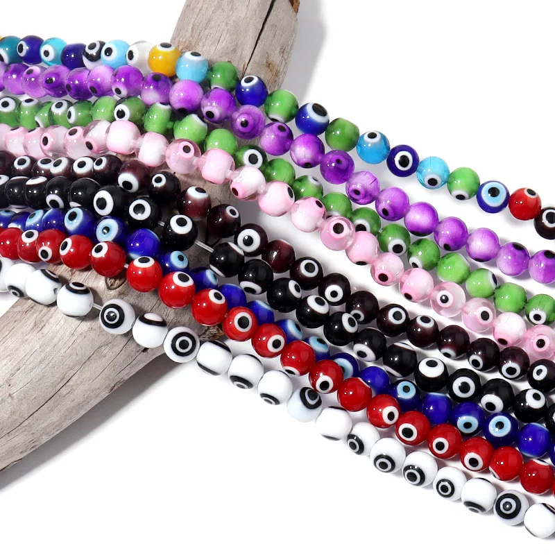 Apx35-90pcs/Strand 4 6 8 10mm Multicolor Evil Eye Beads for Jewelry Making Lampwork Glass Turkish Eye Beads DIY Bracelet Earring