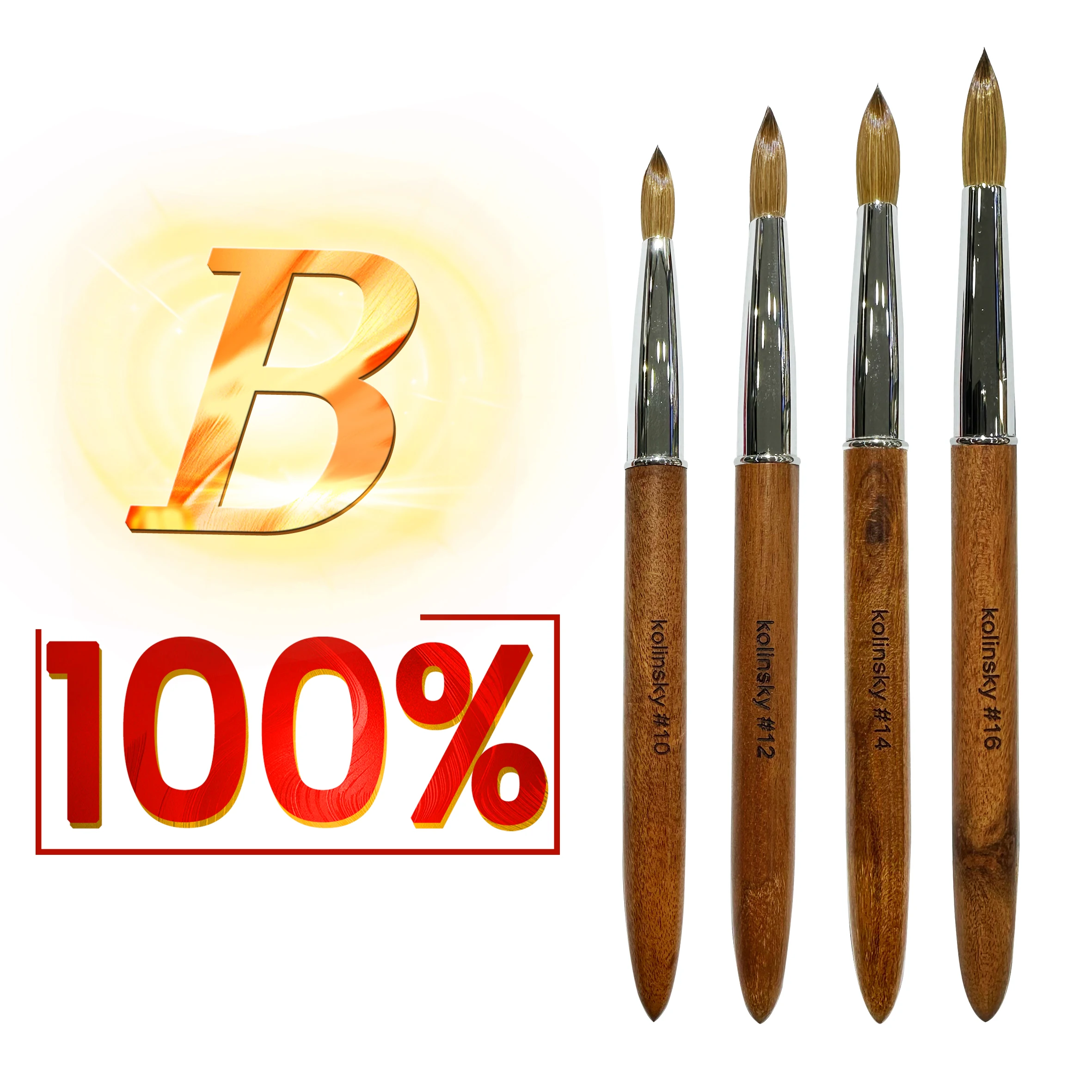 

Кисть для наращивания ногтей RolinStar B качества, 100% колинский акрил, для акрилового порошка, чистого геля, сандалового дерева, норки, размеры 10-16. #