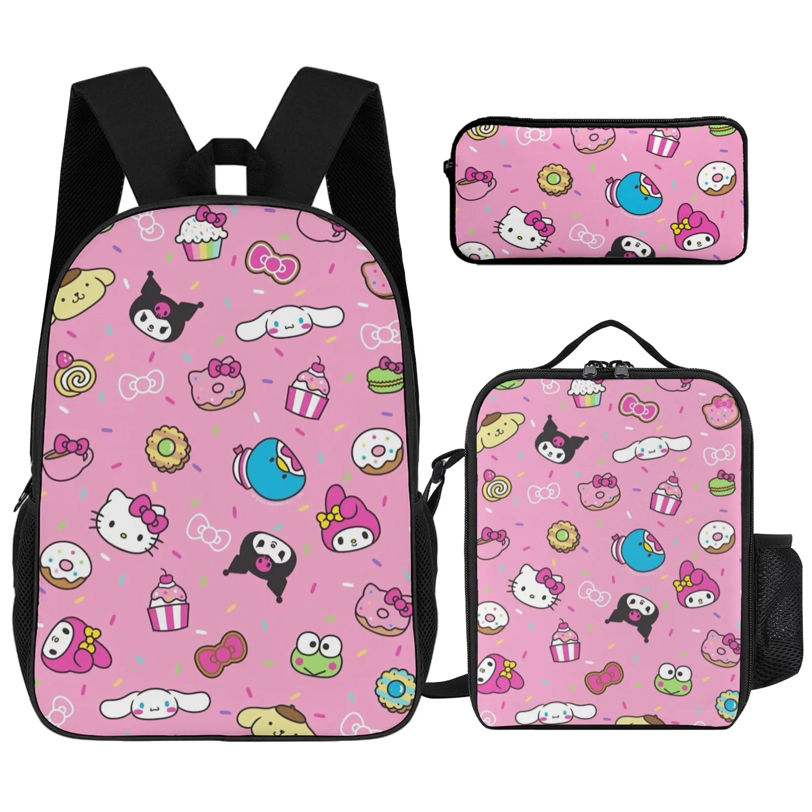 

Рюкзак на молнии с принтом Hello Kitty Mochila, сумка для книг, школьный подростковый рюкзак, 17-дюймовый пенал, школьный рюкзак, сумка для обеда