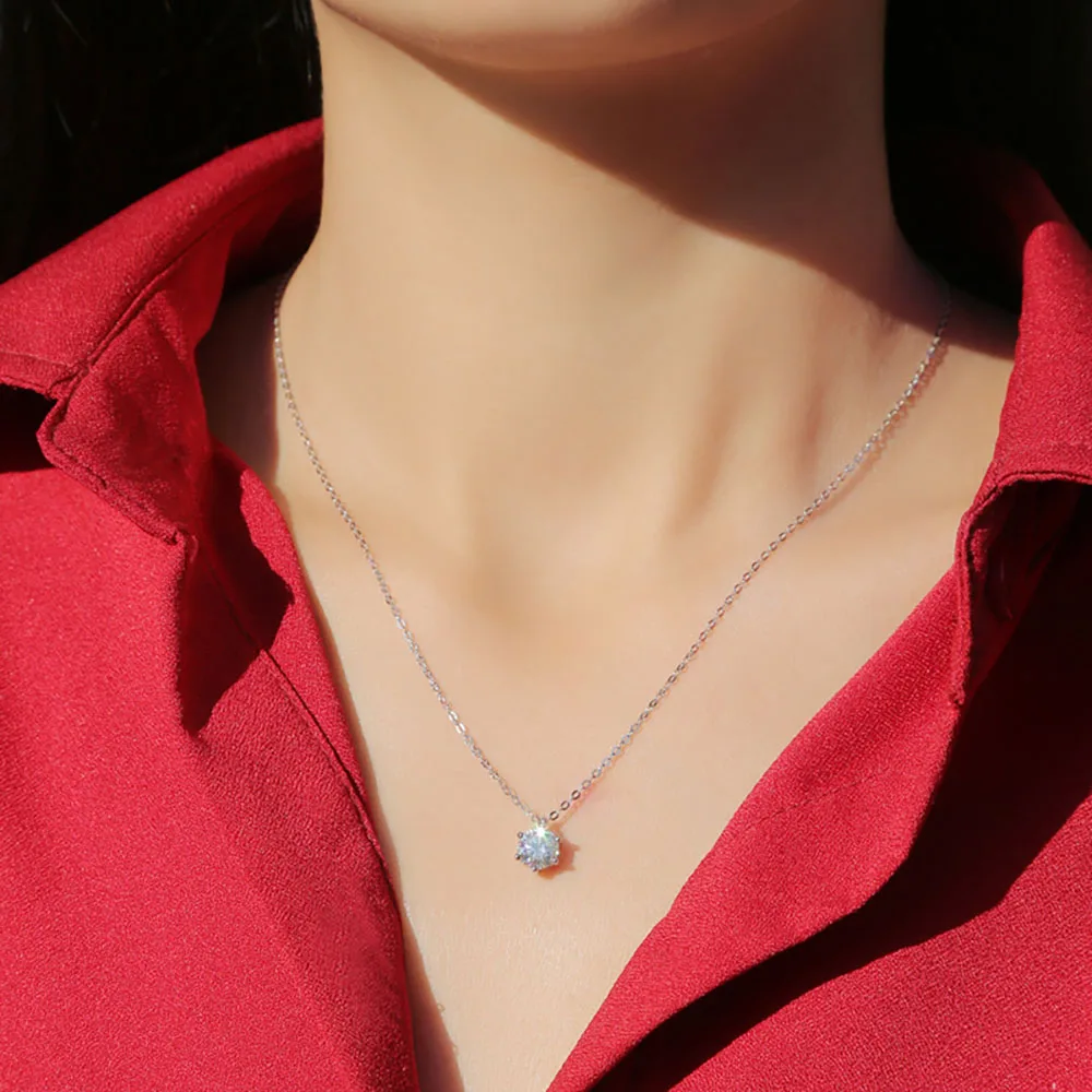 Collana con ciondolo Moissanite in vero colore D da 1 carato Certificato GRA per le donne Gioielli da sposa in argento sterling 100% S925