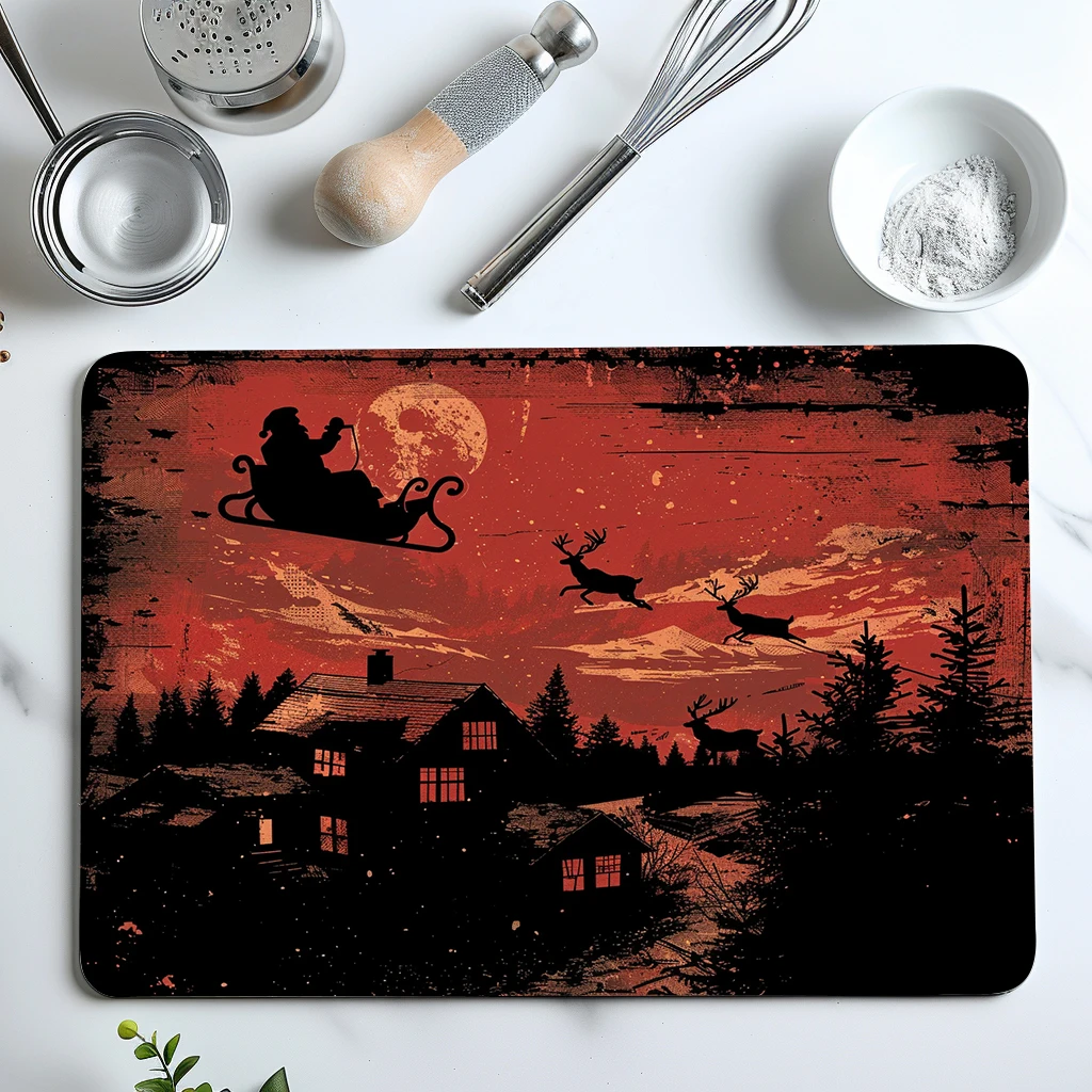 

Absorbent Anti-slip Coffee Dish Mats Deer Santa Large Kitchen Absorbent Draining Mat Drying Mat Quick Dry Bathroom Drain Pad