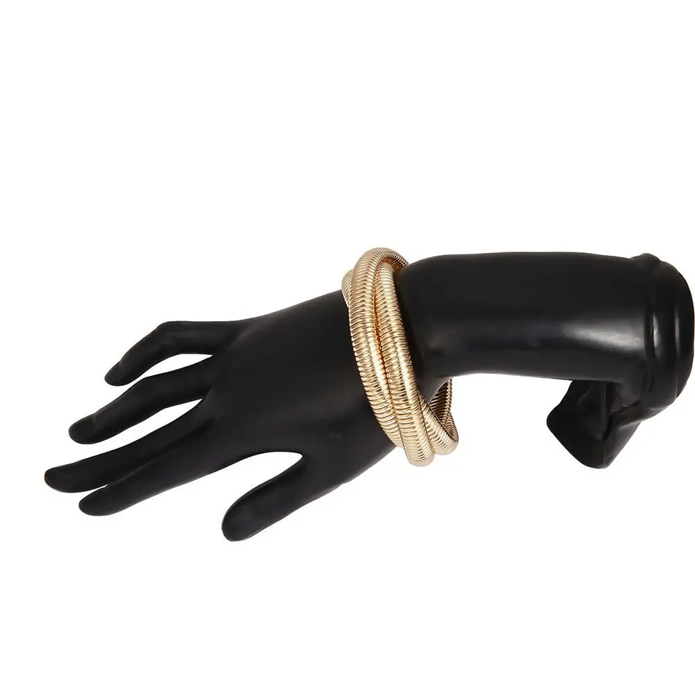 Waterproof Stainless Steel Elastic Bracelet for Women Punk Style Vintage Simple Design Hip Hop Spiral Bangle Girls