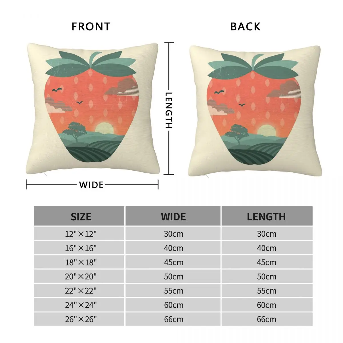 Strawberry Fields Sunset Pillowcase Polyester Linen Velvet Creative Zip Decor Throw Pillow Case Home Cushion Case 18