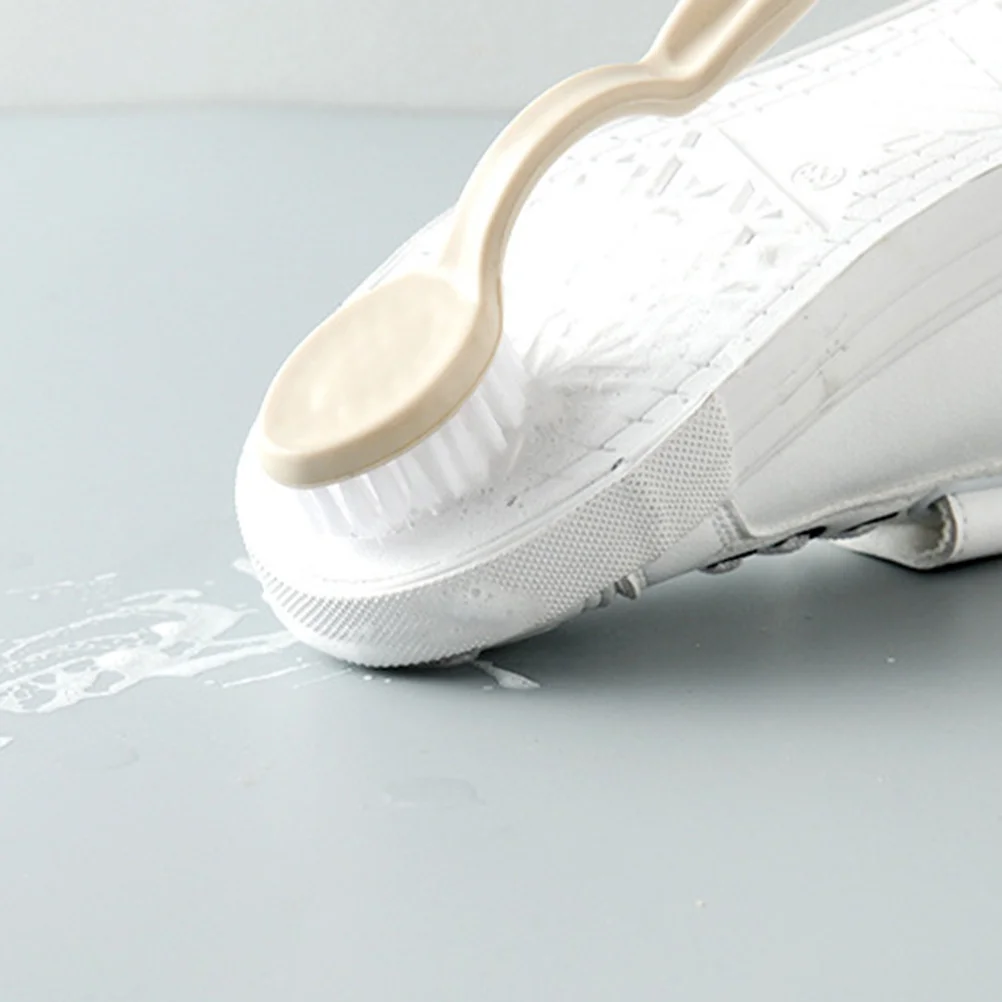 

2Pcs Shoe Brush Beige Grey Non-Slip Handle Multi-Functional Bristles Cleaner for Shoes Clothes Laundry Shoes Brush