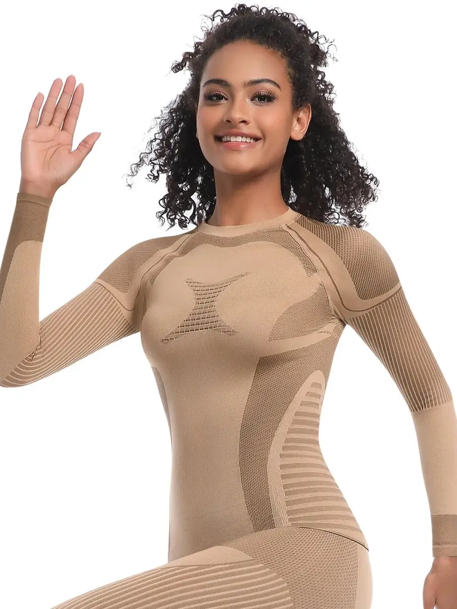 AliExpress Hamidou Outdoor Running Fitness Sports Yoga Long Sleeves for Woman Slim Casual Cycling and Skiing Workout Women Seamless Yoga Top