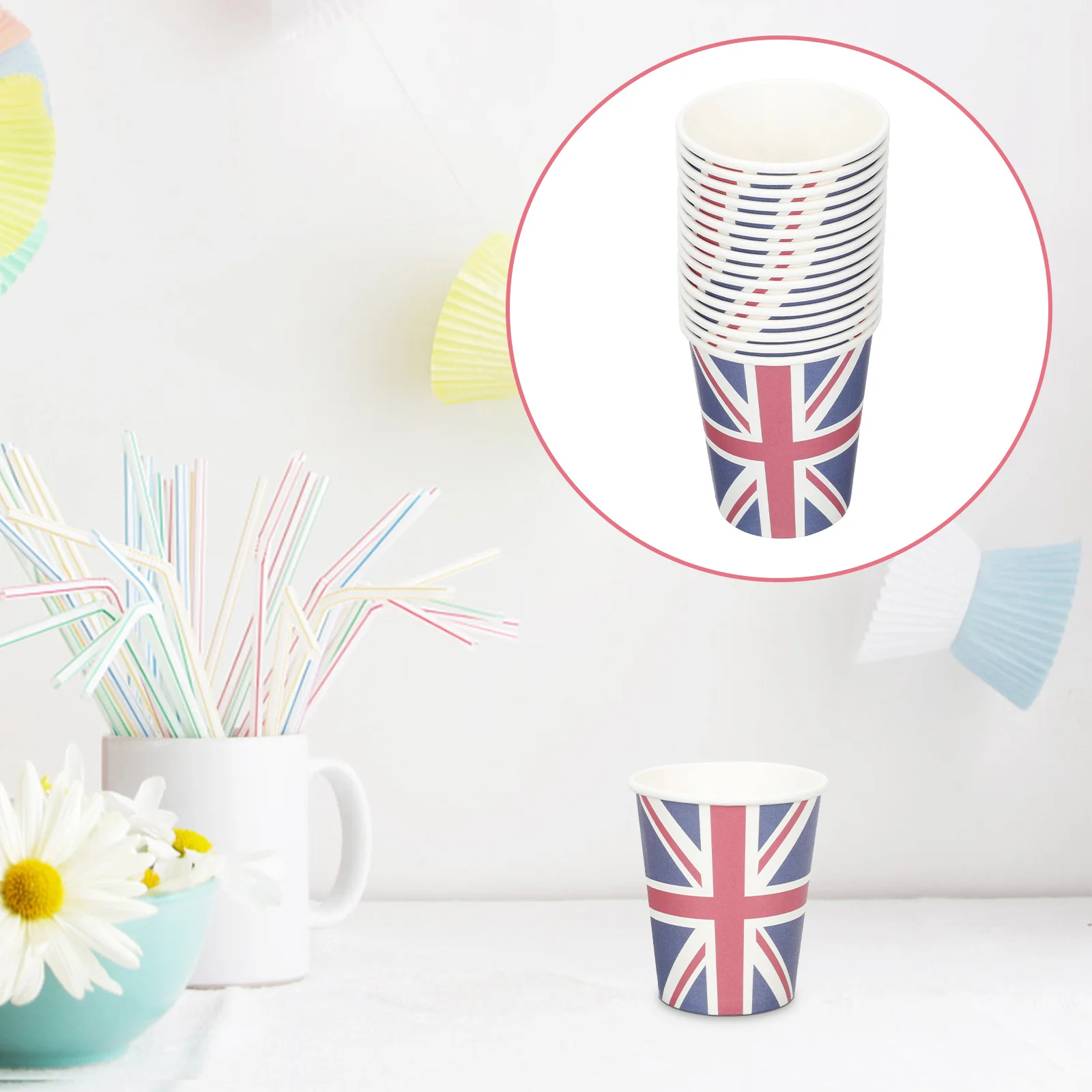 

16Pcs Union Jack Paper Cups Disposable Decorative Party Cups for Home Restaurant Buffet Party Supplies Home Supplies