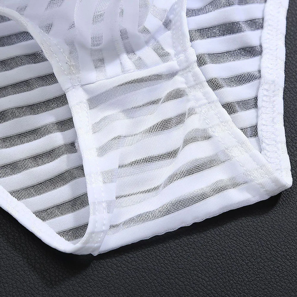 

Men Fashion Pouch Breathable Bikini Mesh Underpants Sexy Accessories For Men Underwear Stripe Briefs Comfortable Unisex Panties