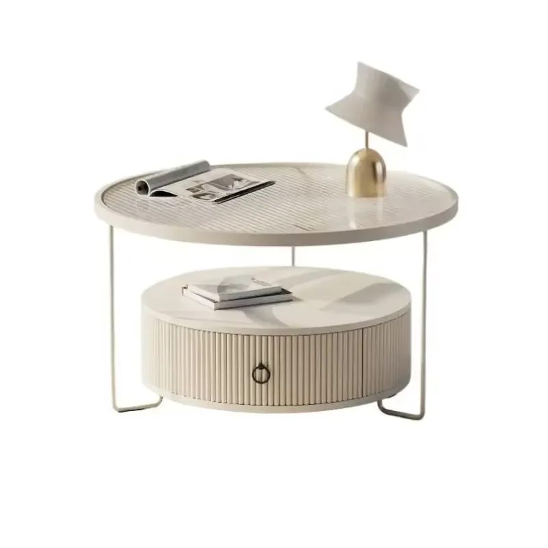 Unique Glass Top Coffee Table European Style White Nordic Modern Coffee Table Space Saving Storage Mesas De Centro Home Decor