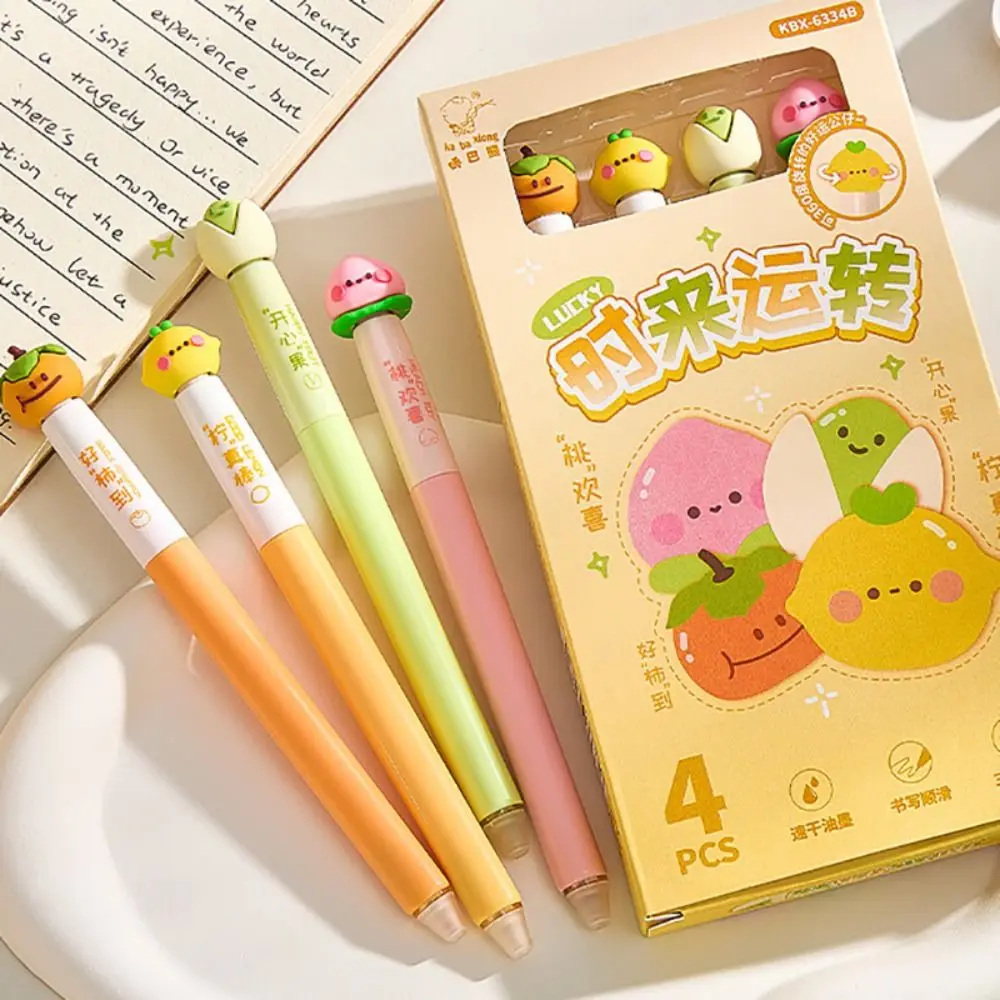 4 قطعة جديد 0.5 مللي متر الحبر الأسود هلام القلم الدورية الفواكه ديكور التجفيف السريع قلم محايد اللون CS تلميح مكتب قلم توقيع هدية #3