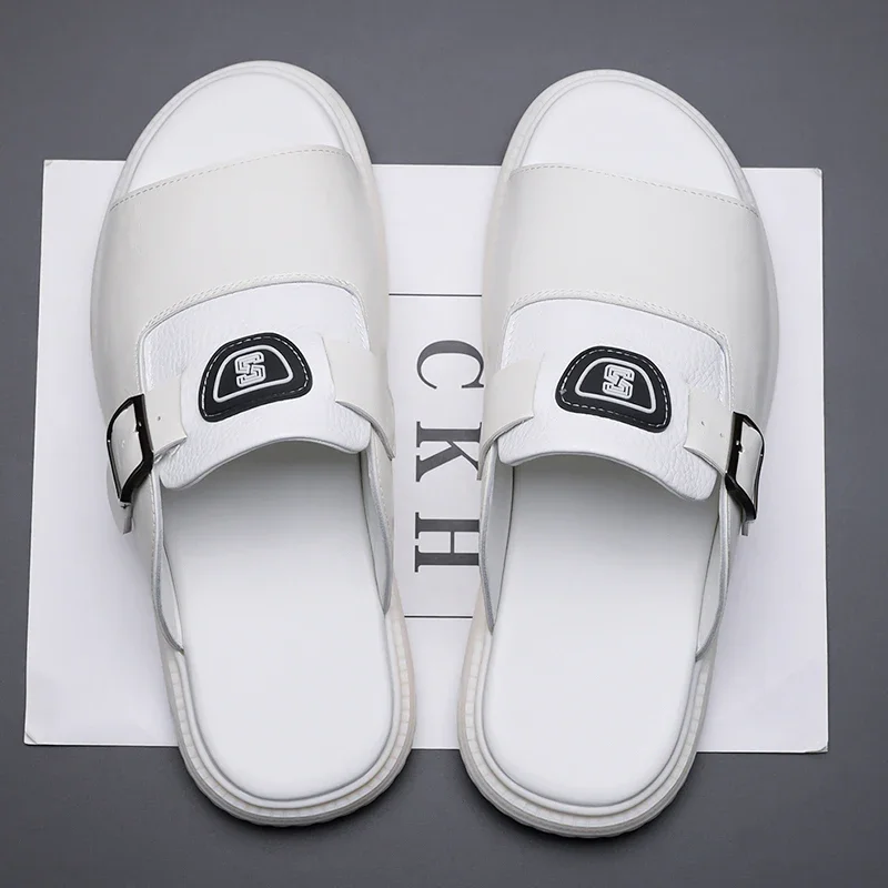 Low Foot Load Men Casual Summer Slippers Anti Slip Weightless Construction Cut Burden for Long Distance Outdoor Leisure Walking