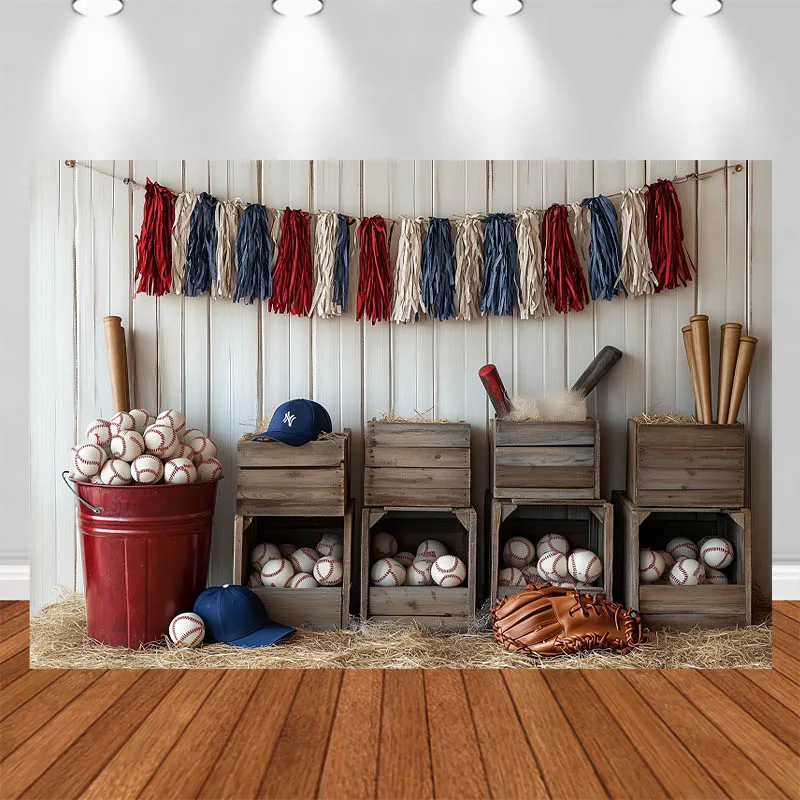 

LS Photography Background Baseball Banner Wooden Box Decor Cake Smash Baby Shower Birthday Kids Portrait Photo Backdrop Studio